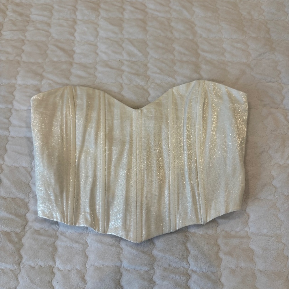 Glam white bustier corset top